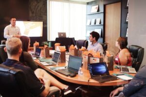 Business team discussing managed IT support
