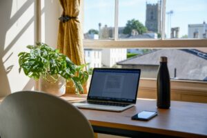 Laptop in a home office for remote working security